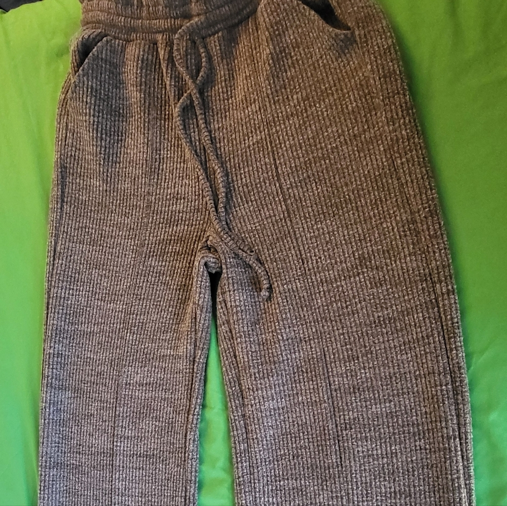 Cozy Gray Ribbed Knit Pants